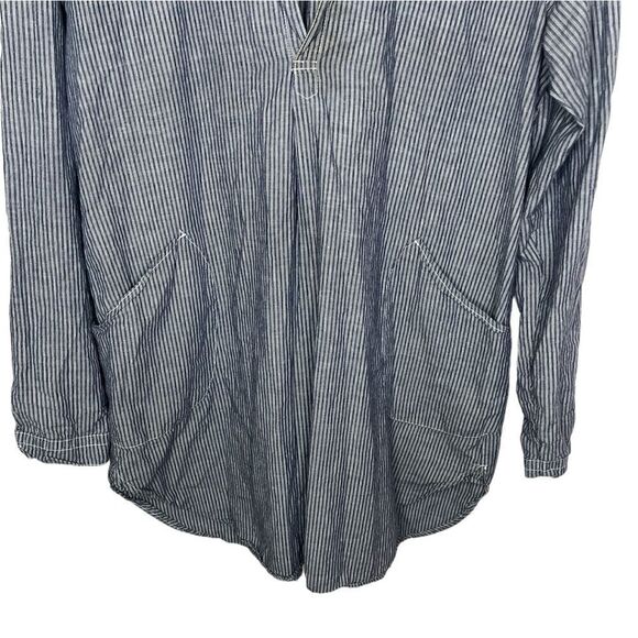 CP Shades Blue/White Striped Teton Lagenlook Tunic Top Size Medium **Flawed** - Picture 4 of 16